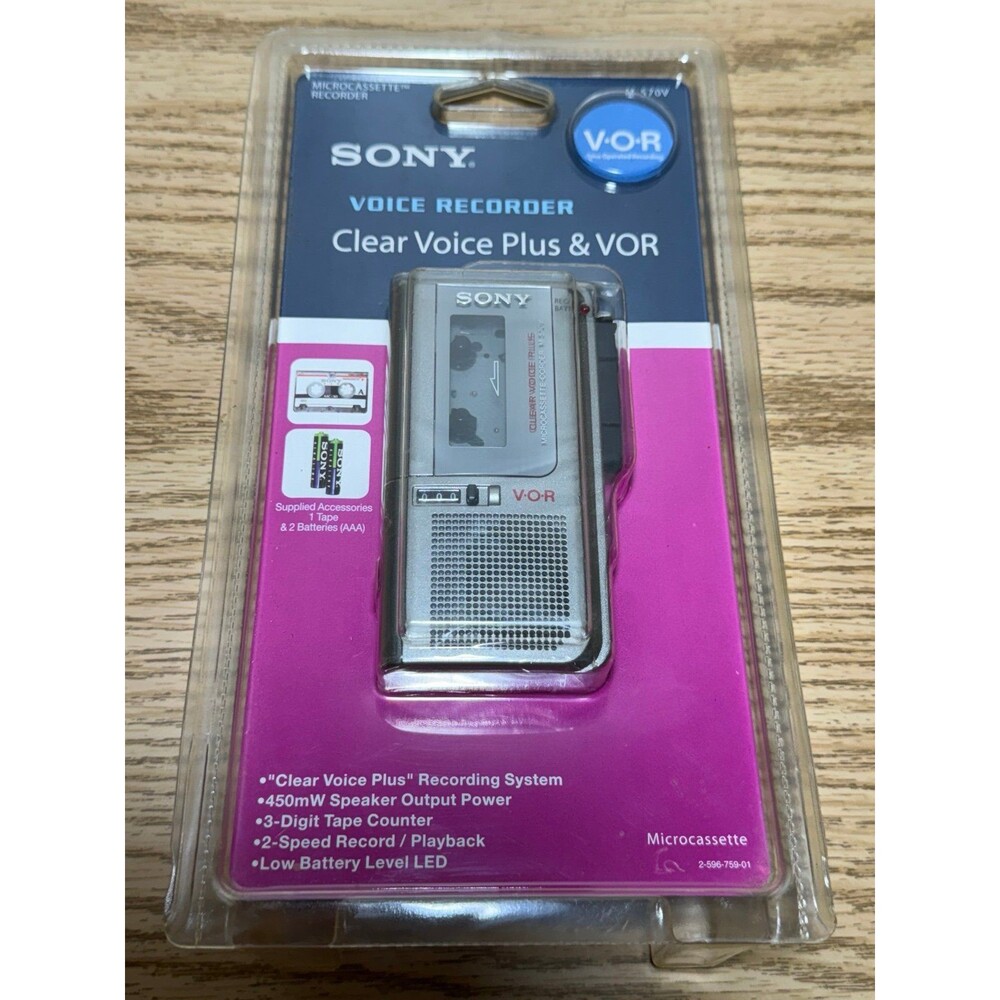 New Sealed NOS‎ Sony Microcassette Recorder Clear Voice Plus & VOR M-570V